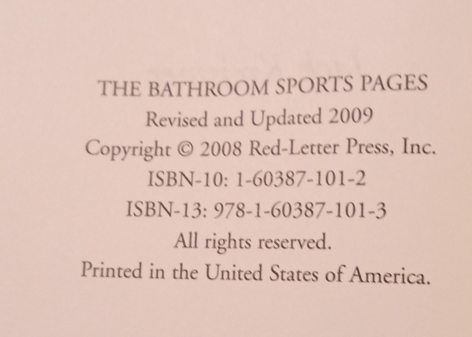 The Bathroom Sports Pages Book. 2009. 106 Pages