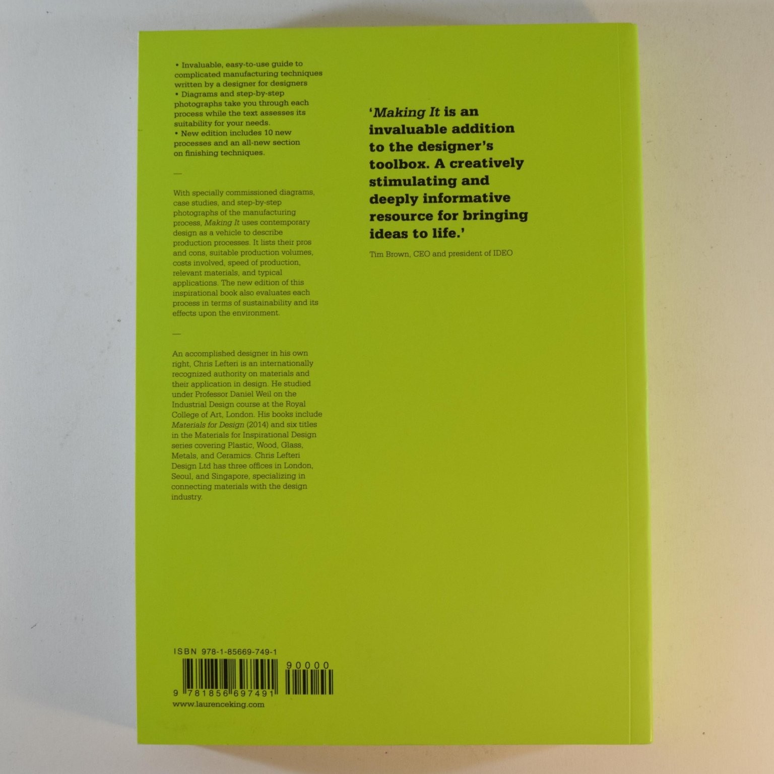 MAKING IT Manufacturing Techniques Product Design Chris Lefteri 2nd Edition PB