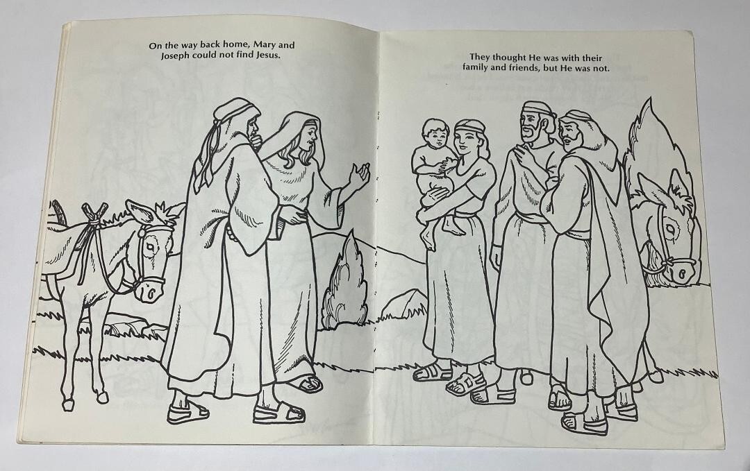 Vintage Life of Jesus Bible Story Coloring Book Warner Press 1988