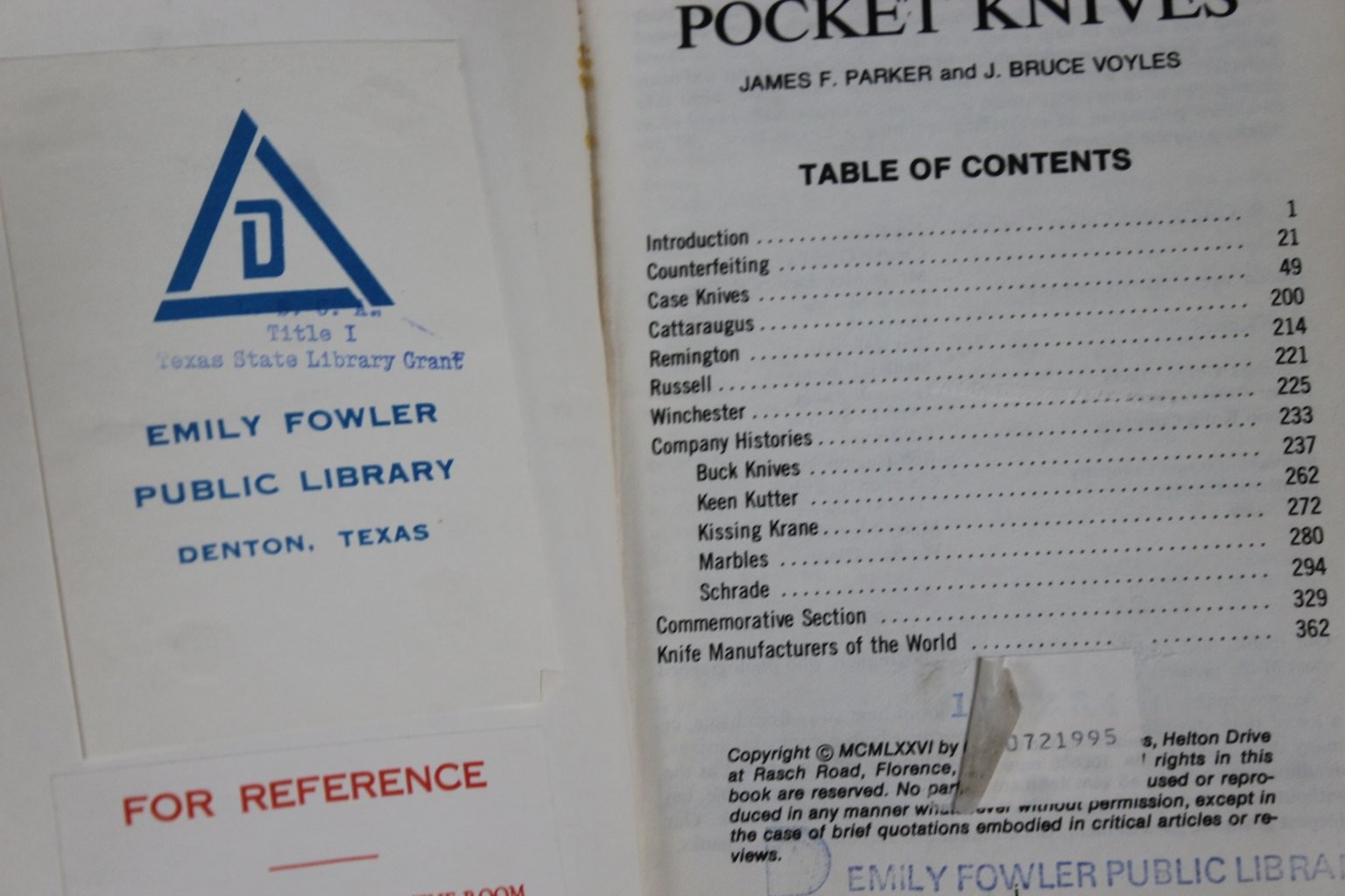 Official Guide to Pocket Knives Parker Voyles 1976 Price Guide Knife Collecting