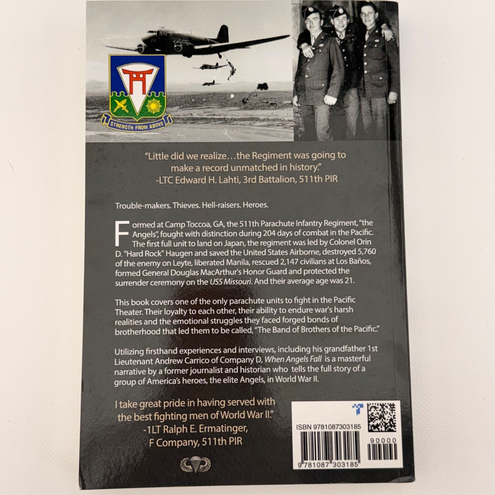 WHEN ANGELS FALL Jeremy C Holm 511th Parachute Infantry WWII Toccoa to Tokyo PB