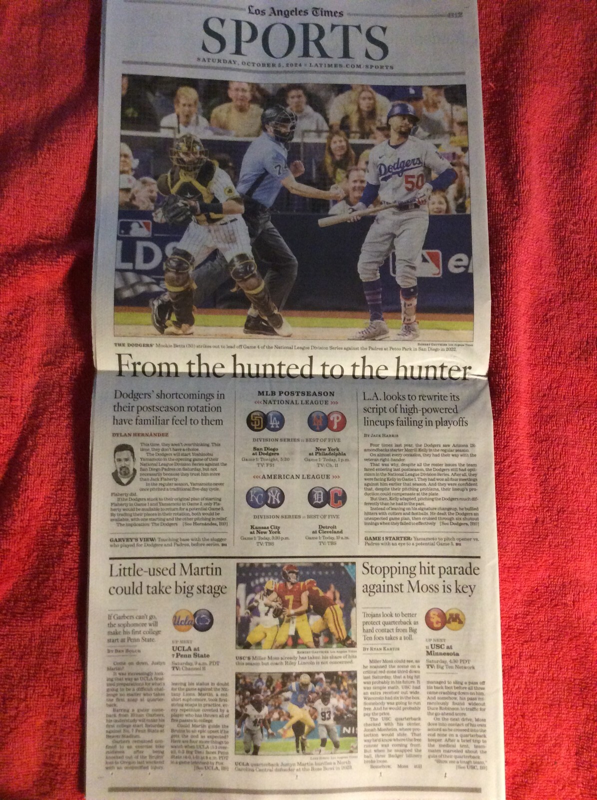 LA TIMES SPORTS SECTION OCTOBER 5 2024 DODGERS MOOKIE BETTS