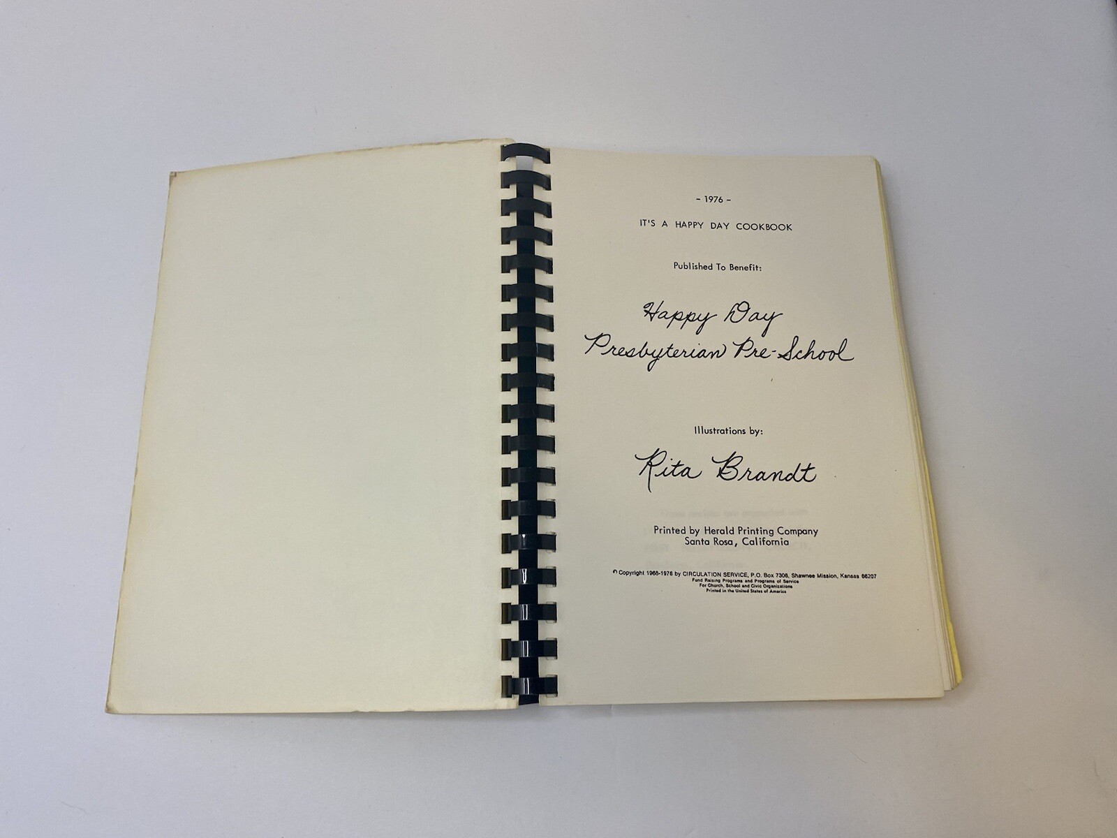 California Cookbook It’s A Happy Day First Presbyterian Church Petaluma 1976