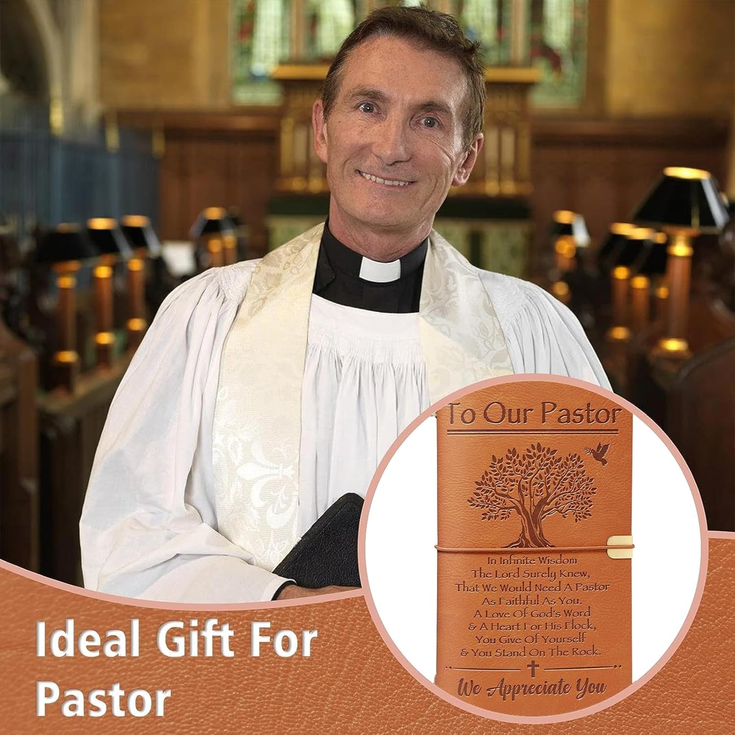 Pastor Appreciation Gifts, Pastor Gifts for Men- 140 Pages Refillable Journal- T