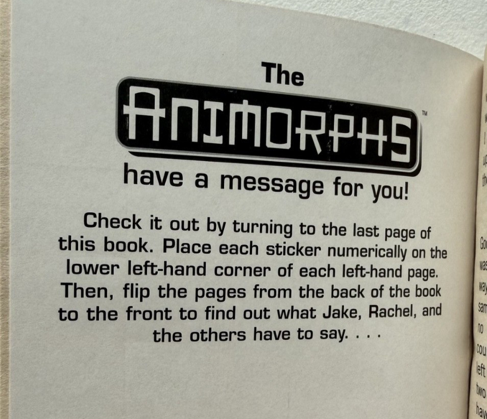 Animorphs #14 The Unknown -with all 50 flip back stickers- KA Applegate ppb 1998