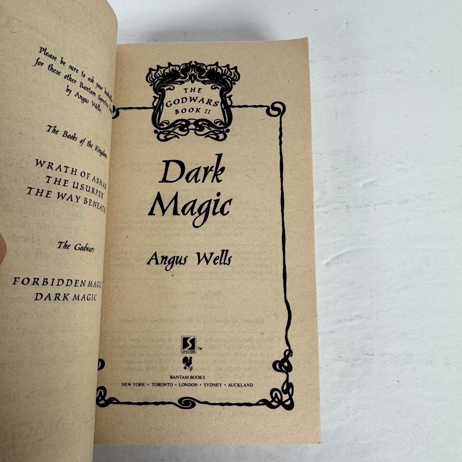 Dark Magic Angus Wells 1992 First Edition The Godwars Book 2 Bantam Spectra
