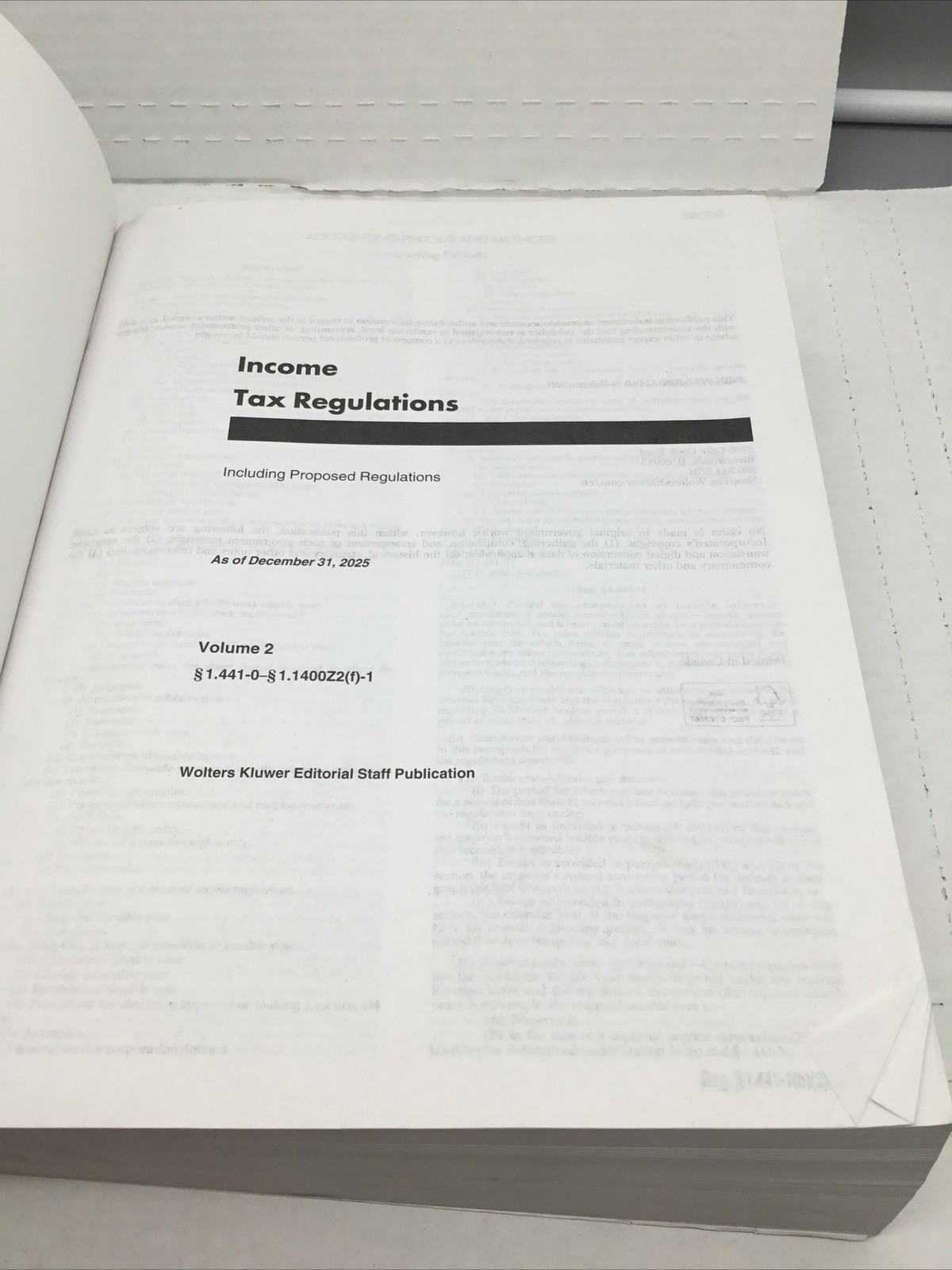 Wolters Kluwer Income Tax Regulations Winter 2026 Vol 2 PBBook VERY GOOD, Unused