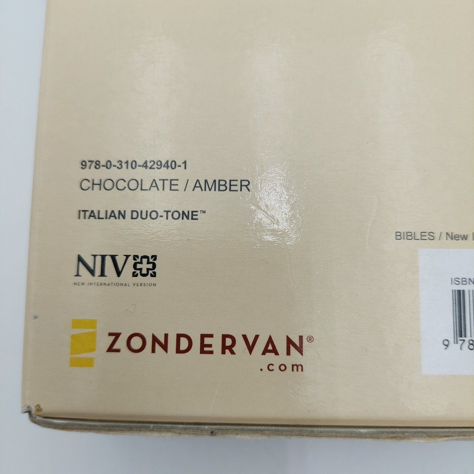 Zondervan NIV Large Print Lay-Flat Holy Bible Duo-Tone Chocolate/Amber w/Box