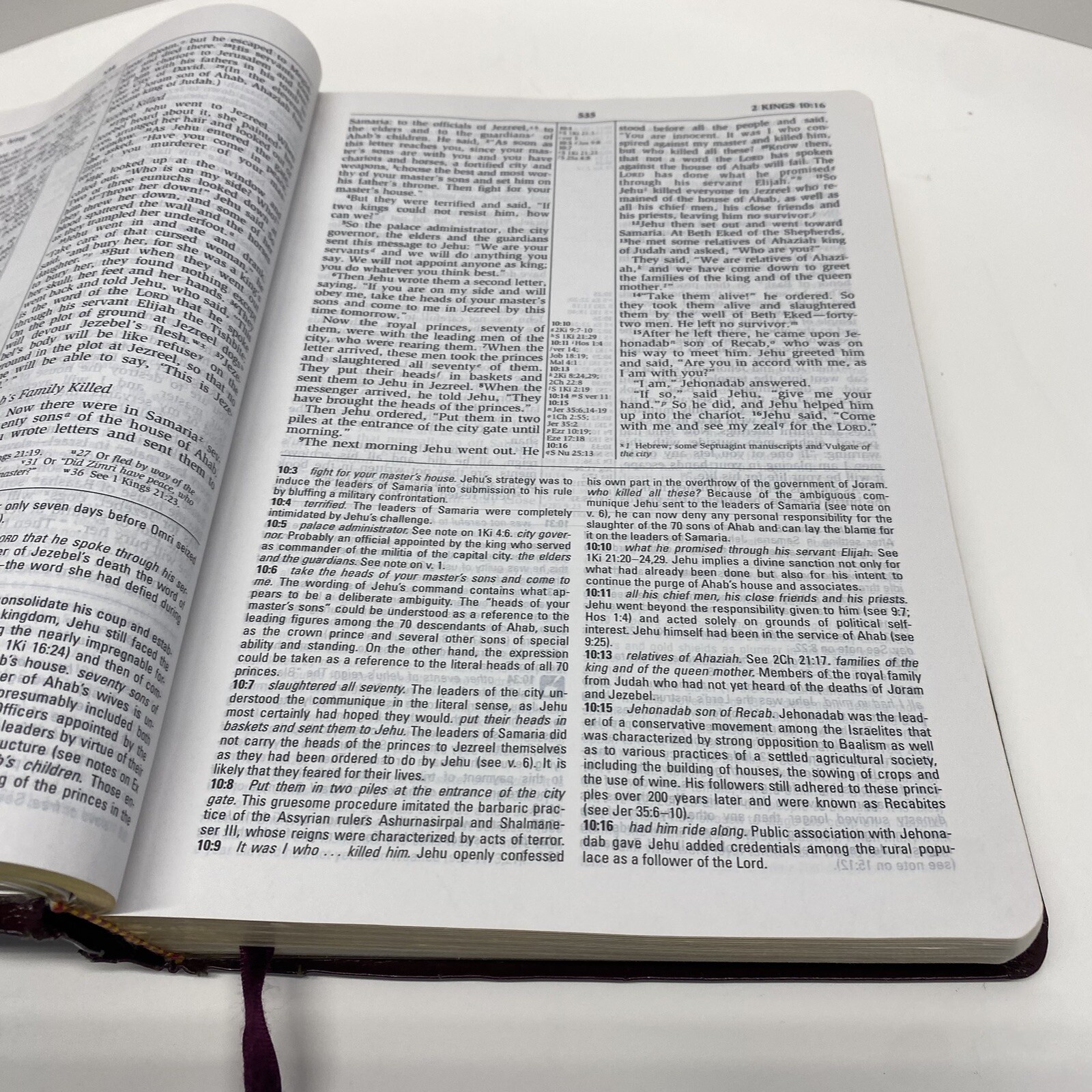NIV Study Bible 10th Anniversary Edition Burgundy Leather Red Letter Used