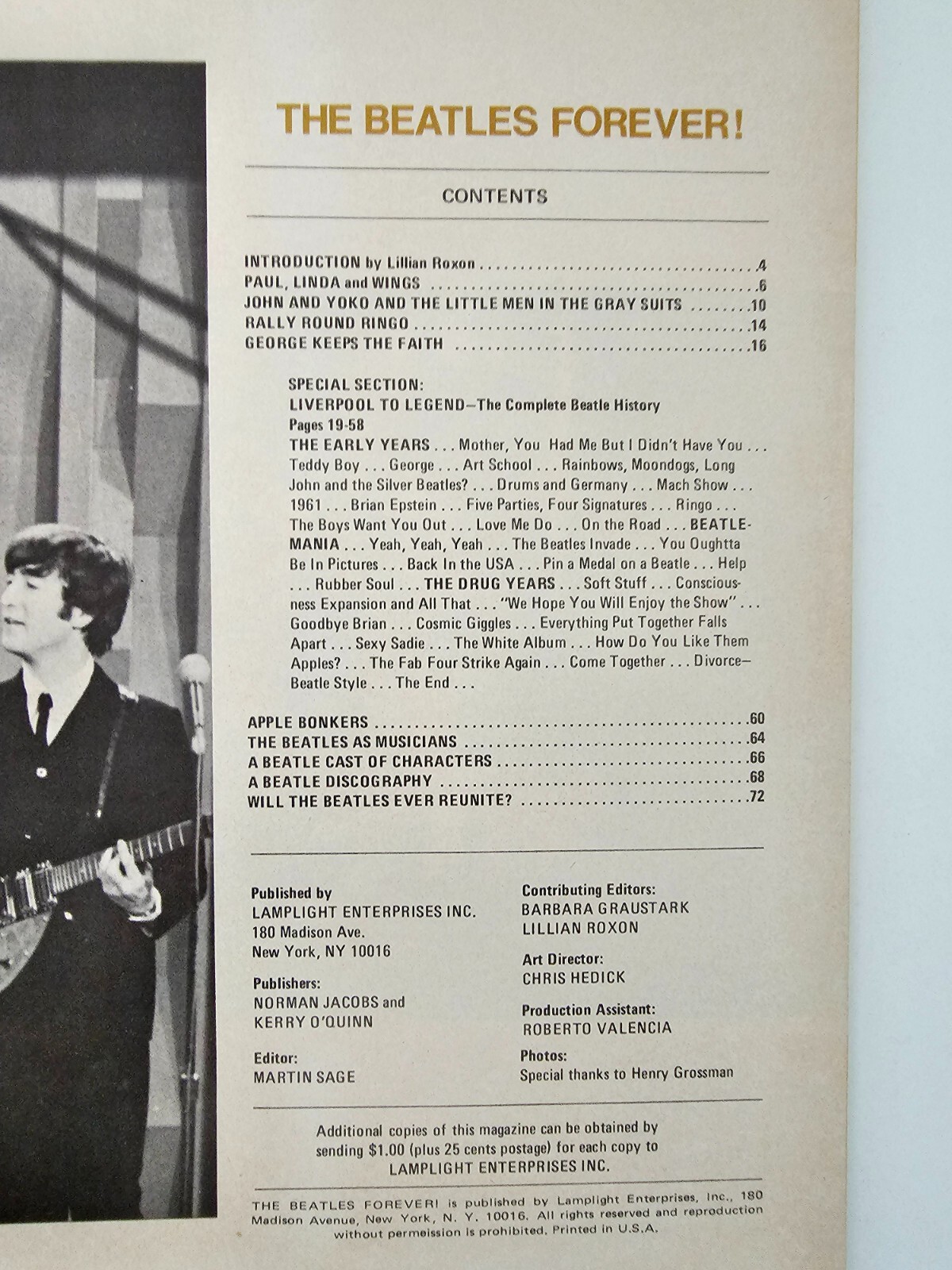 Beatles Forever magazine Collector’s Edition 1970’s, 74 pages B&W pictures