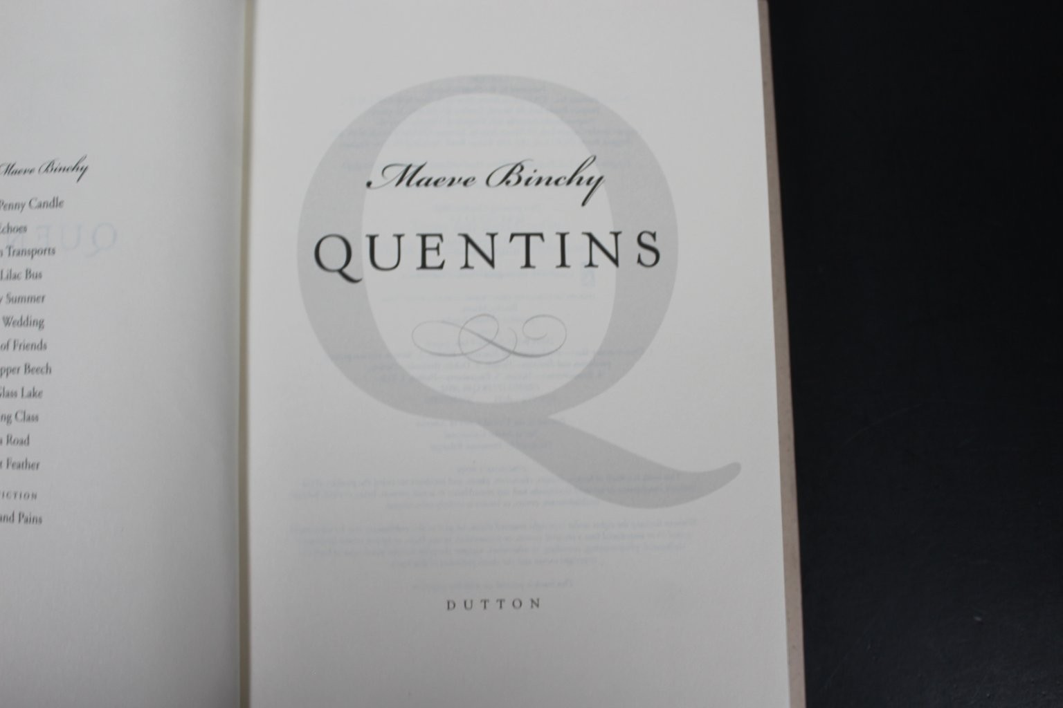 Quentins Maeve Binchy 2002 First Printing Hardcover Fiction Dutton ~ SIGNED
