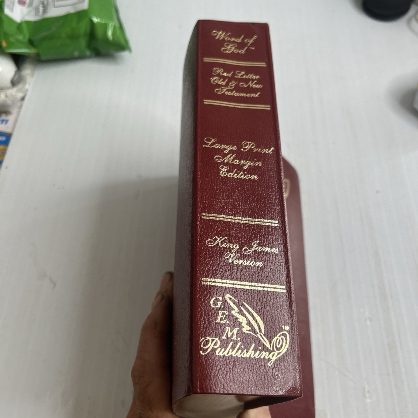 2001 Word Of God KJV Leather Special Margin Edition Bible Large Print Red Letter