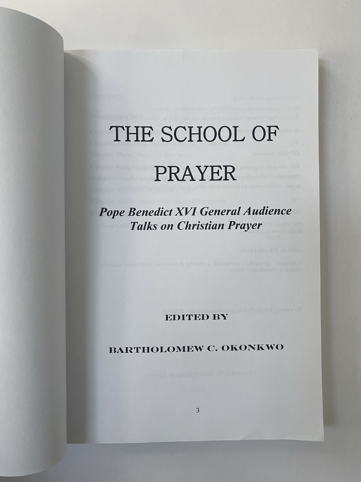 School of Prayer: General Audience Talks on Christian Prayer (2012, Paperback)
