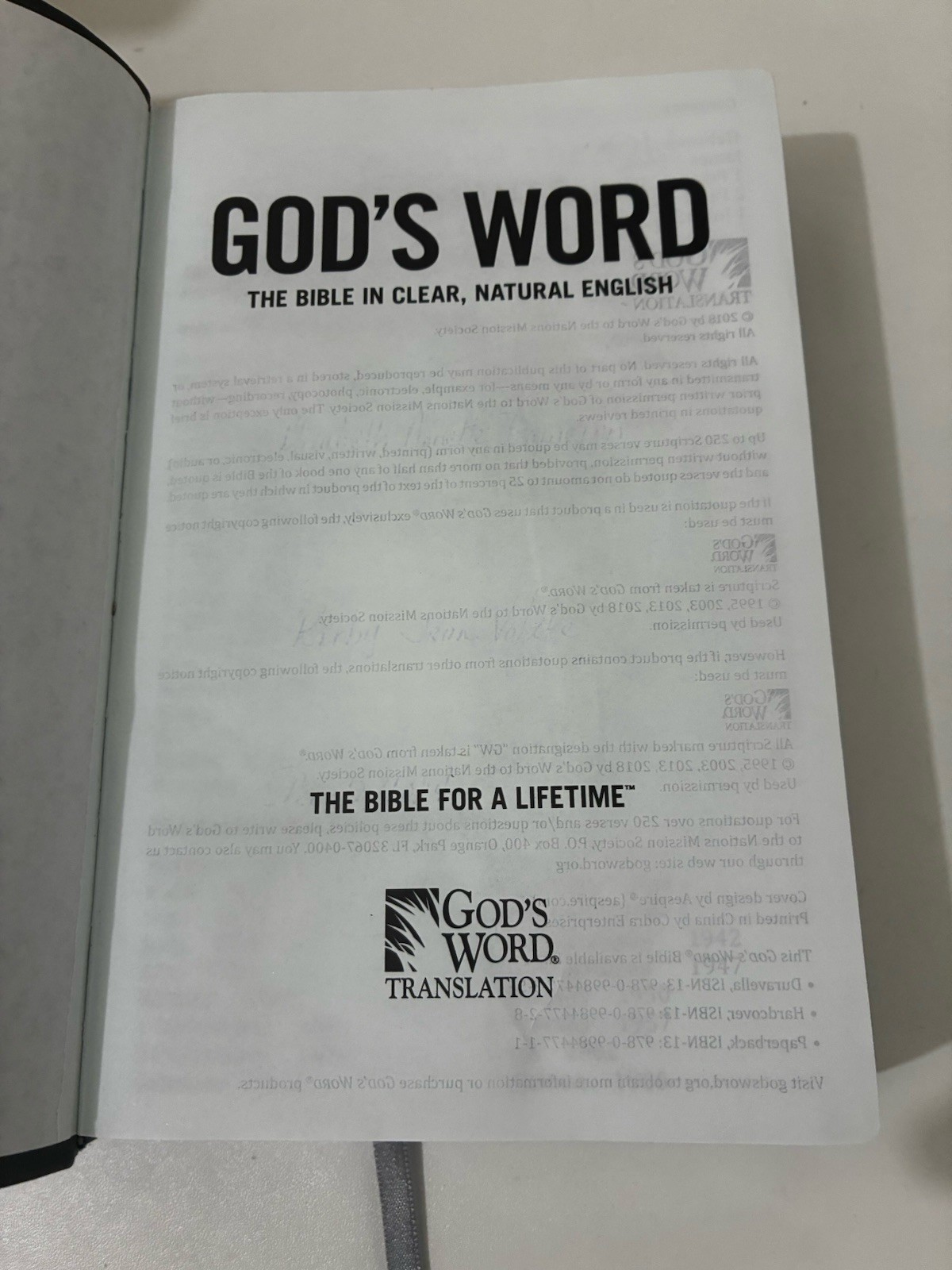 God’s Word Translation Deluxe Large Print Bible Gray Imitation Leather