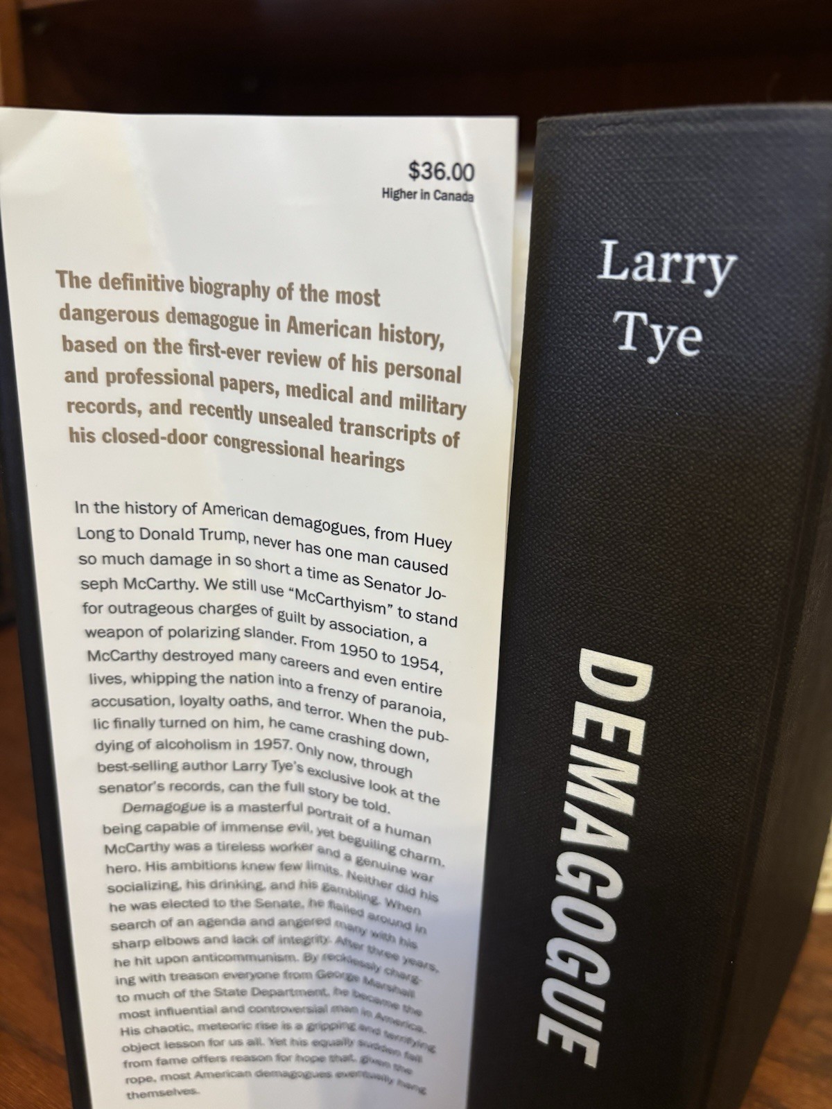 Demagogue. Larry Tye. 1st HC Ptg. Houghton 2020. Fine Unread/Joe McCarthy