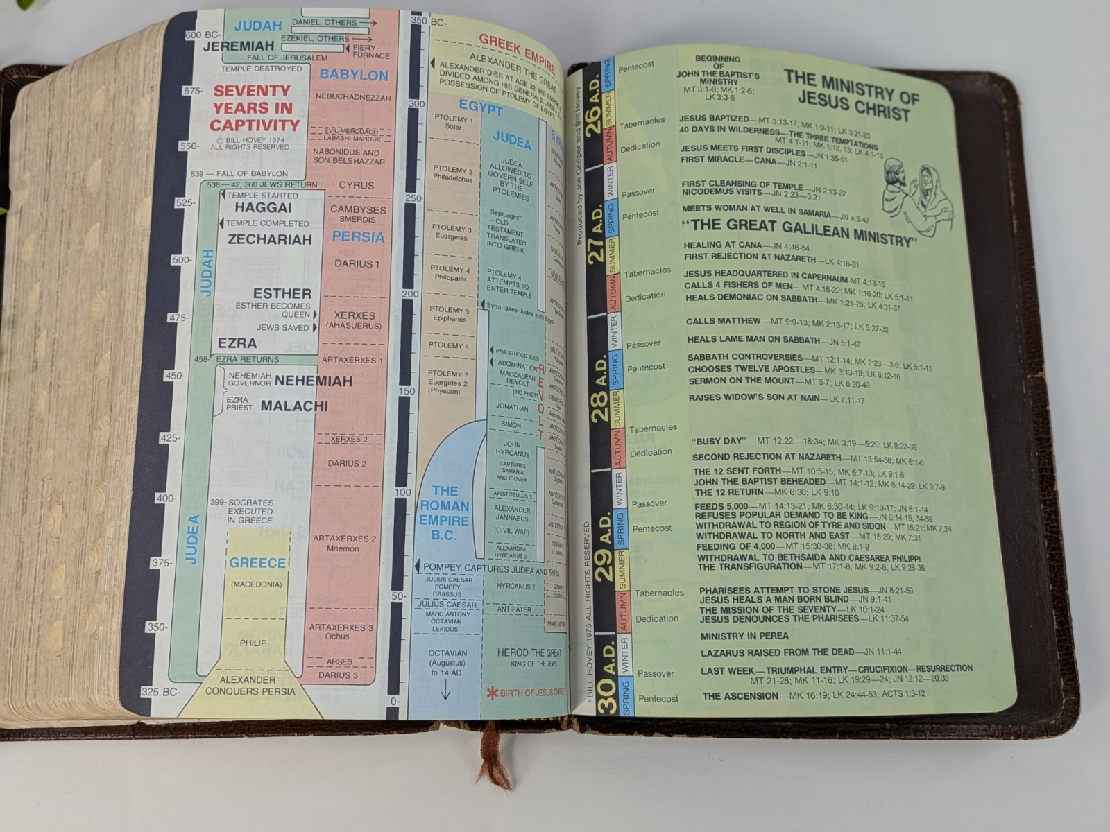 BISON GRAIN!✝️Vntg Ryrie Study Bible NASB 1978 Red Letter Moody Press Tab Index