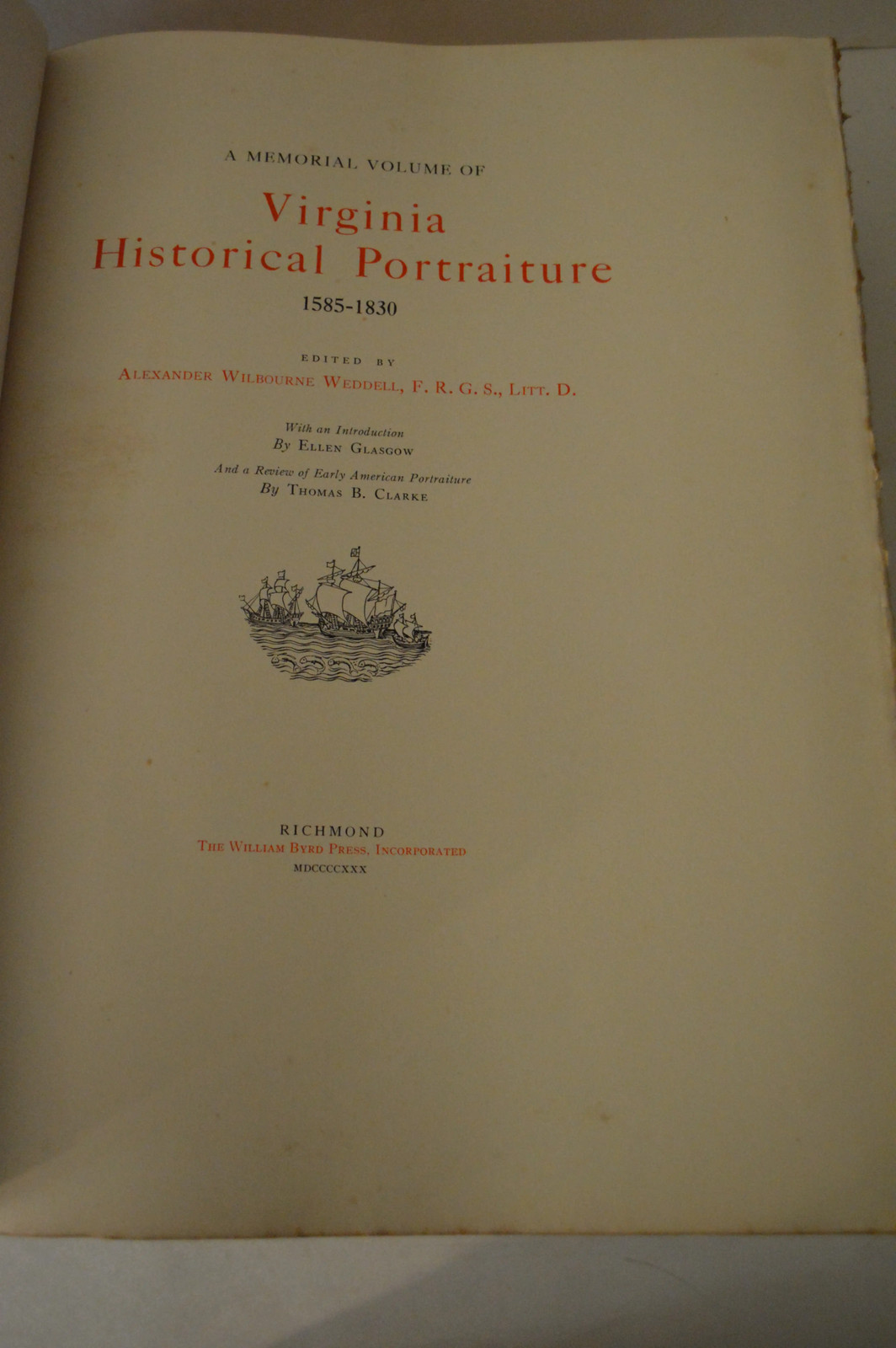 Virginia Historical Portraiture 1585-1830 Limited Ed Alexander Wilbourne Wedde..
