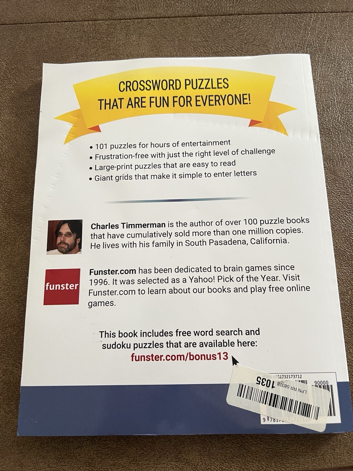 Funster Crossword Puzzle Book for Adults Paperback Large Print Charles Timmerman