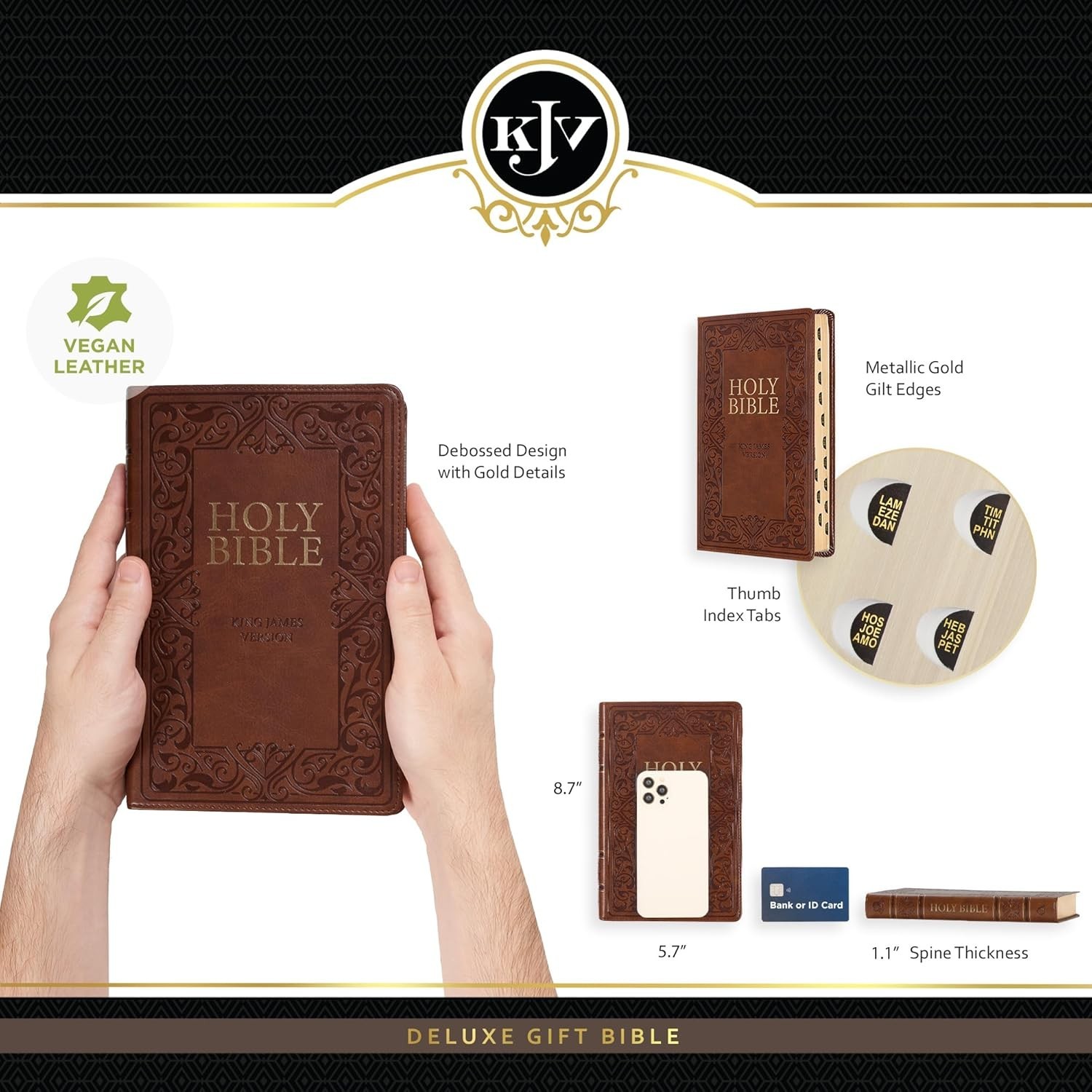 Medium Brown KJV Deluxe Bible with Thumb Index BRAND NEW in Shrink Wrap!!!