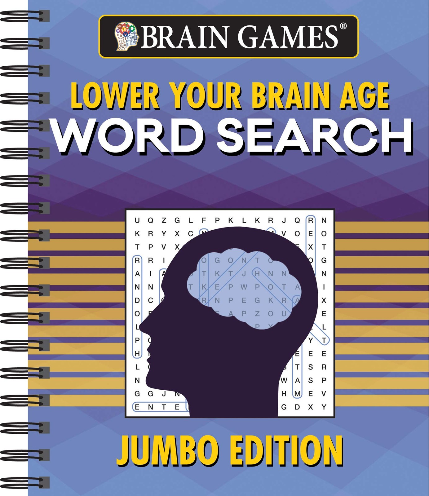 Brain Games – Word Search (Purple- Yellow Stripes): Jumbo Edition