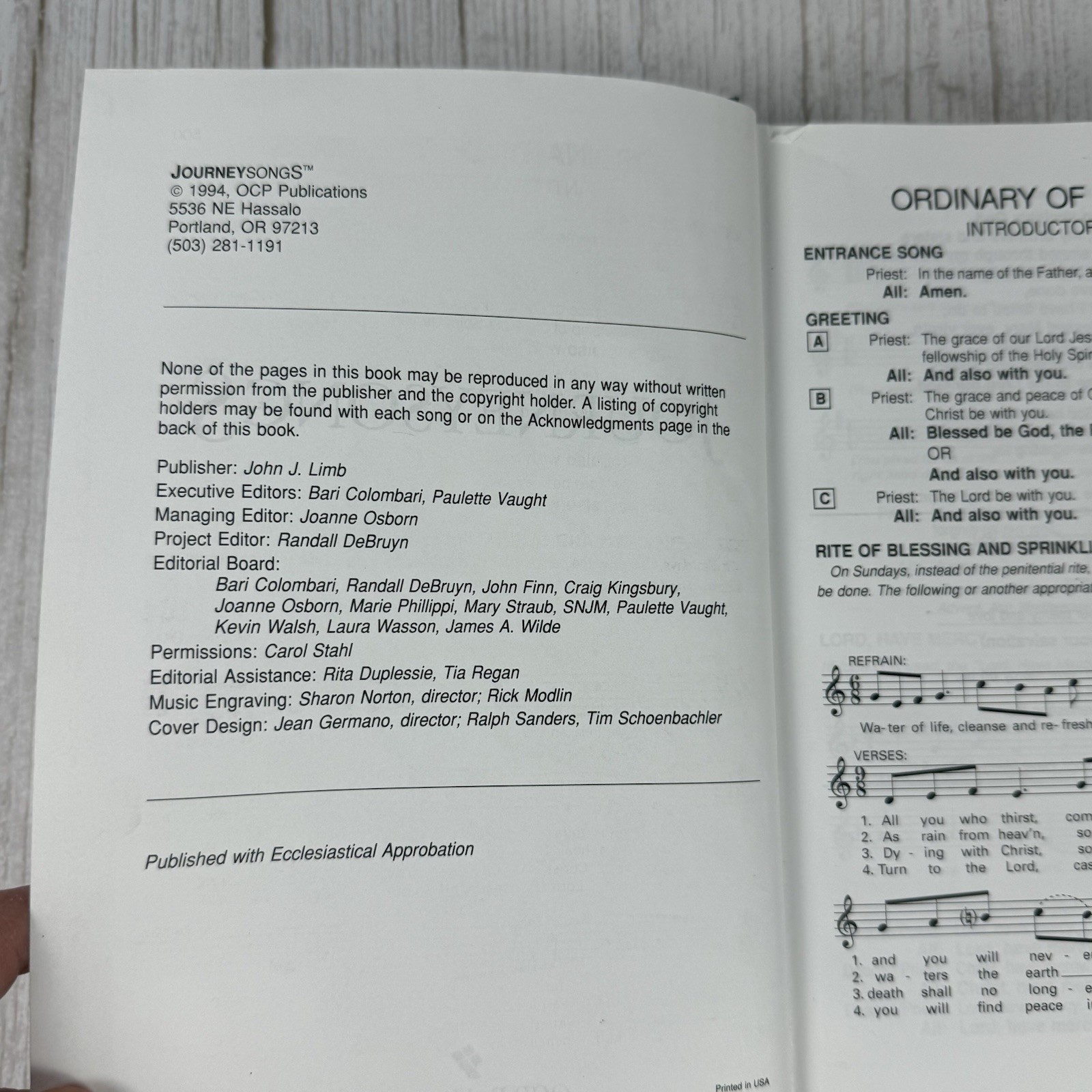 JourneySongs Hymnal 1994 OCP Navy Hardcover Christian Music Songbook Hymns