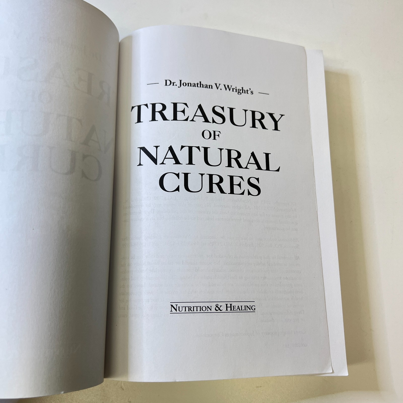 Treasury of Natural Cures – Nutrition & Healing by Dr. Jonathan V. Wright 2013