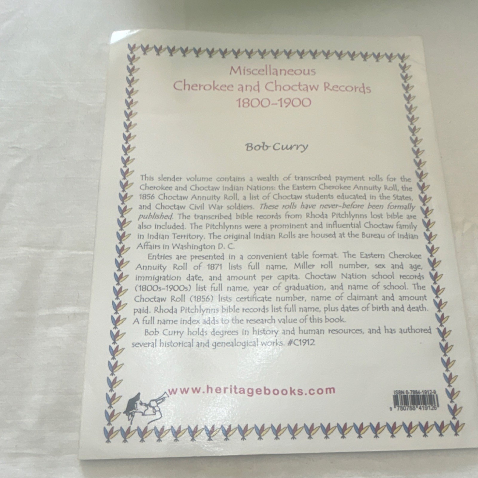 Miscellaneous Cherokee and Choctaw Records Bob Curry Paperback History