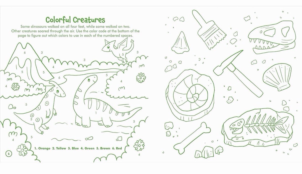 New! Dino-Roar! Coloring & Activity Book with 6 Markers, Pouch, & Stickers
