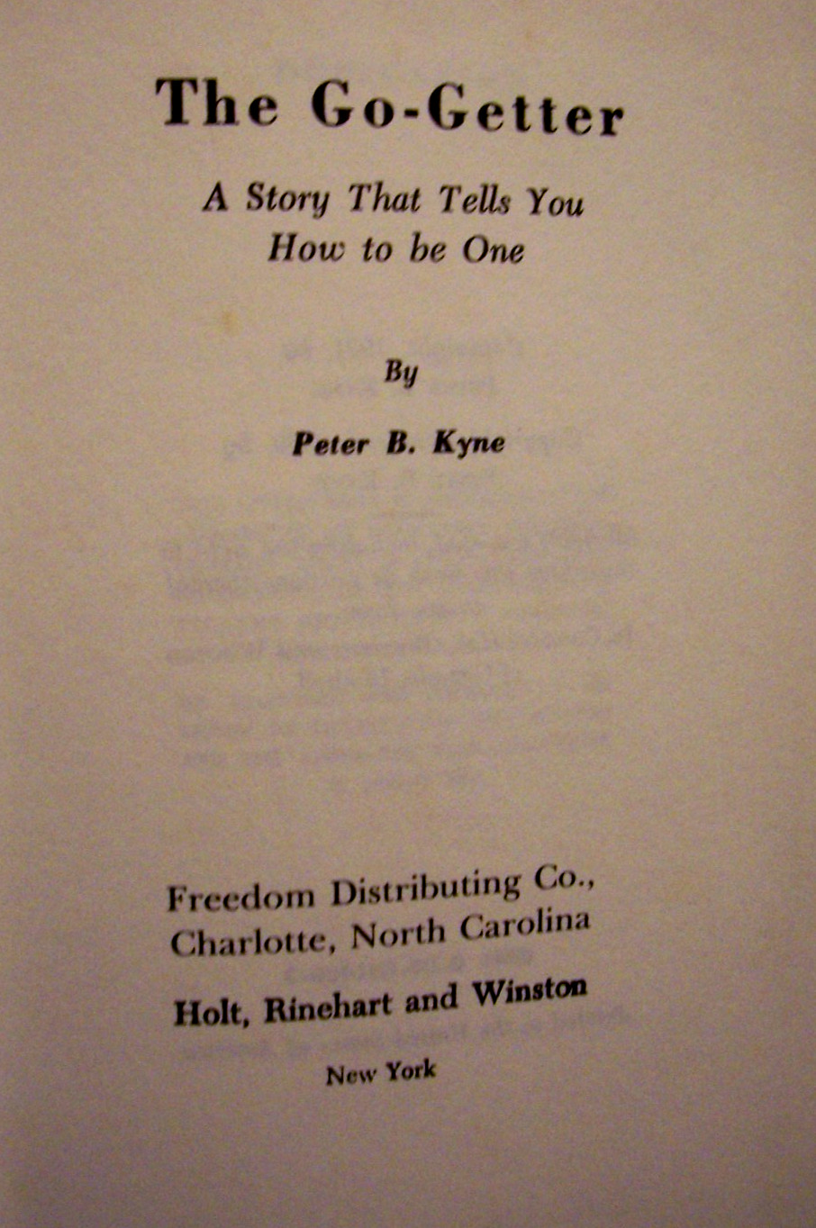 Peter B Kyne The Go-Getter Story That Tells You How To Be One Hardcover 62 Pages