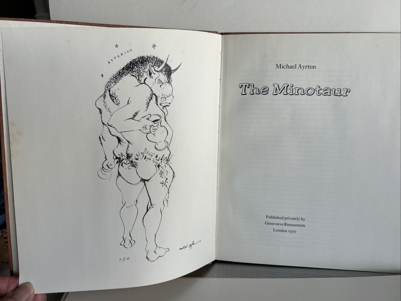 The Minotaur Michae Ayrton Privately Published Genevieve Restaurant London