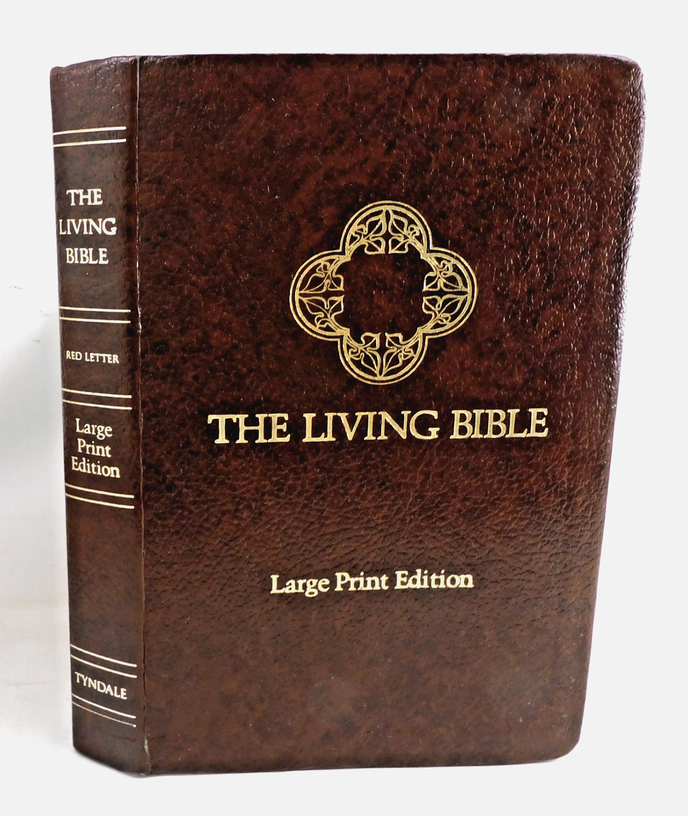 The Living Bible Large Print Brown Bonded Leather Red Letter Tyndale Pub 1984