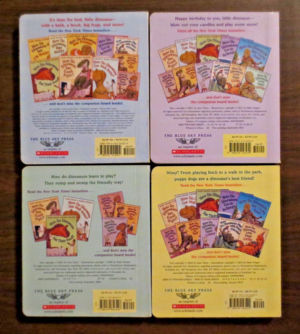 HOW DO DINOSAURS… – By Jane Yolen Lot of 4 KIDS BOARD BOOKS