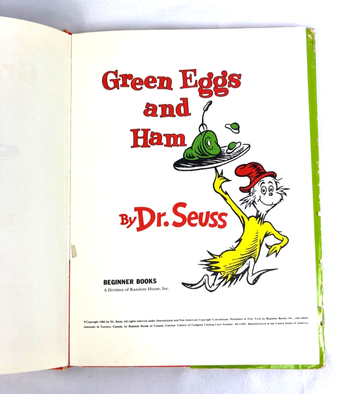 GREEN EGGS AND HAM Dr. Seuss Hardcover Book/Jacket 1960 First Edition 62 Pages