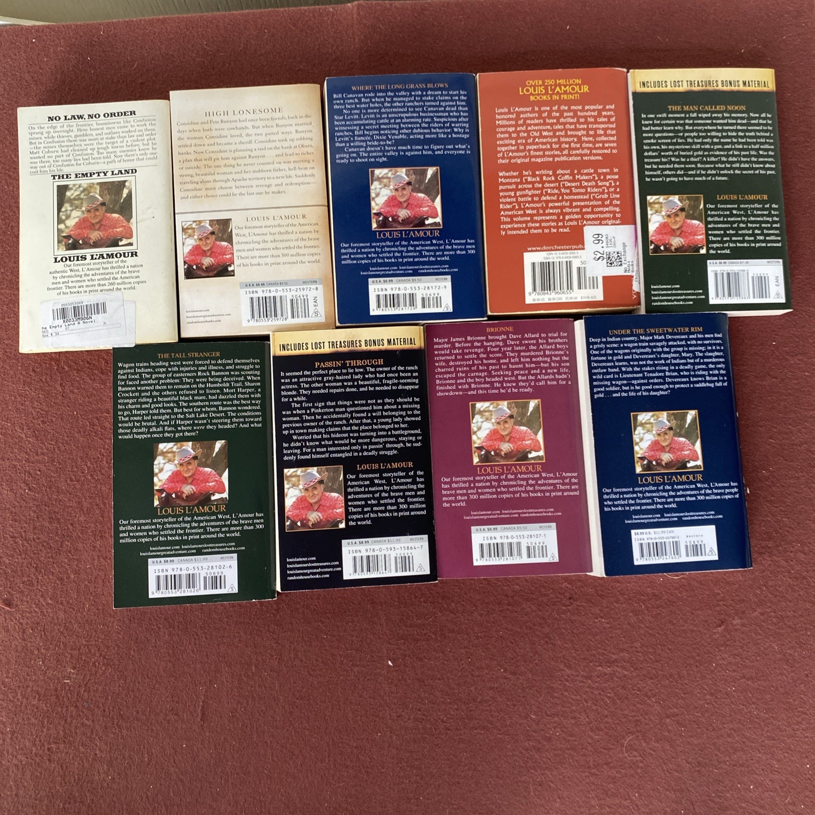 LOUIS L’AMOUR Lot of 9 Western Paperbacks of the American West Brionne Lonesome