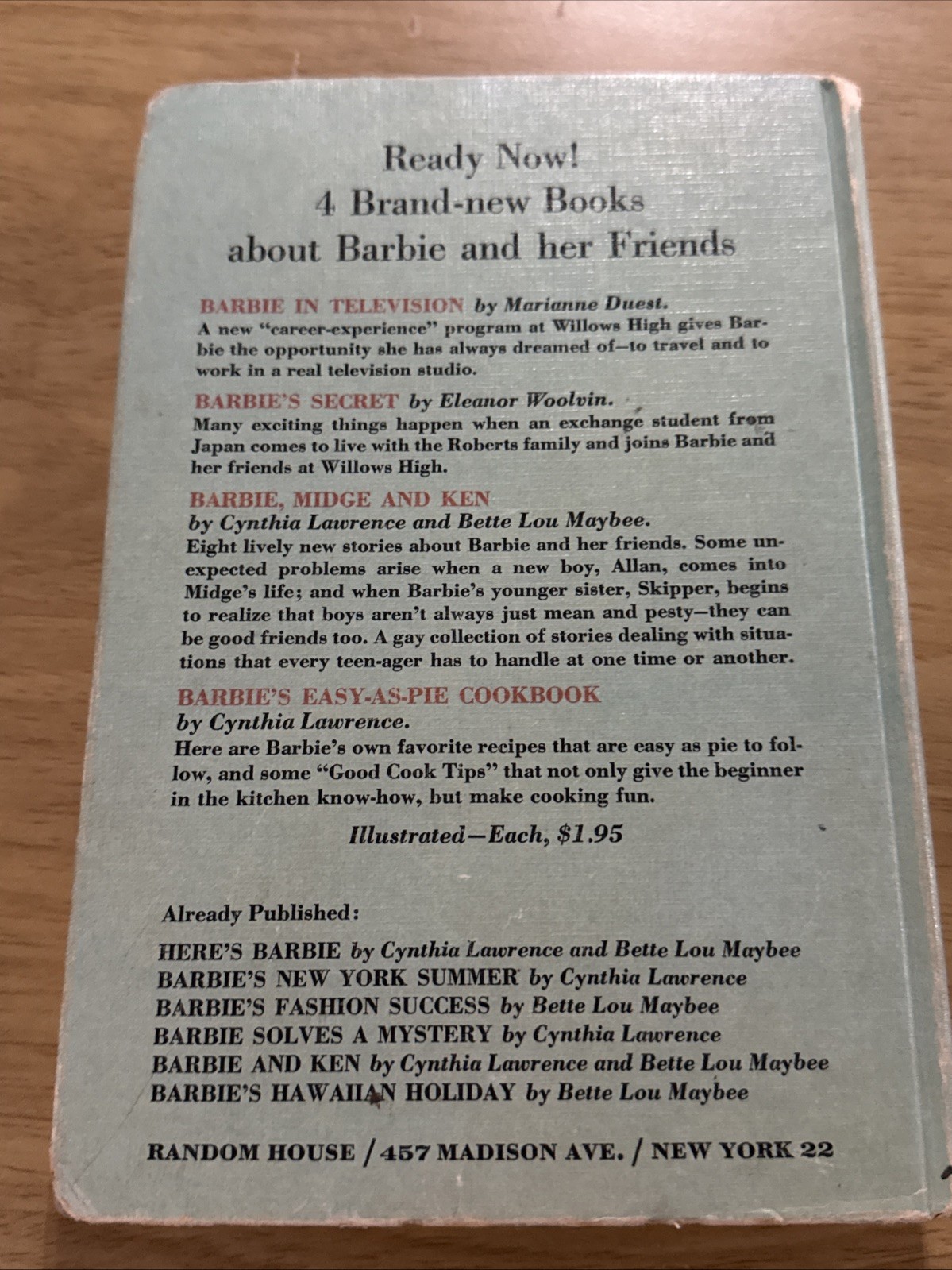Barbie’s Secret Vintage Book 1964 By Eleanor K Woolvin Hardcover Illustrated