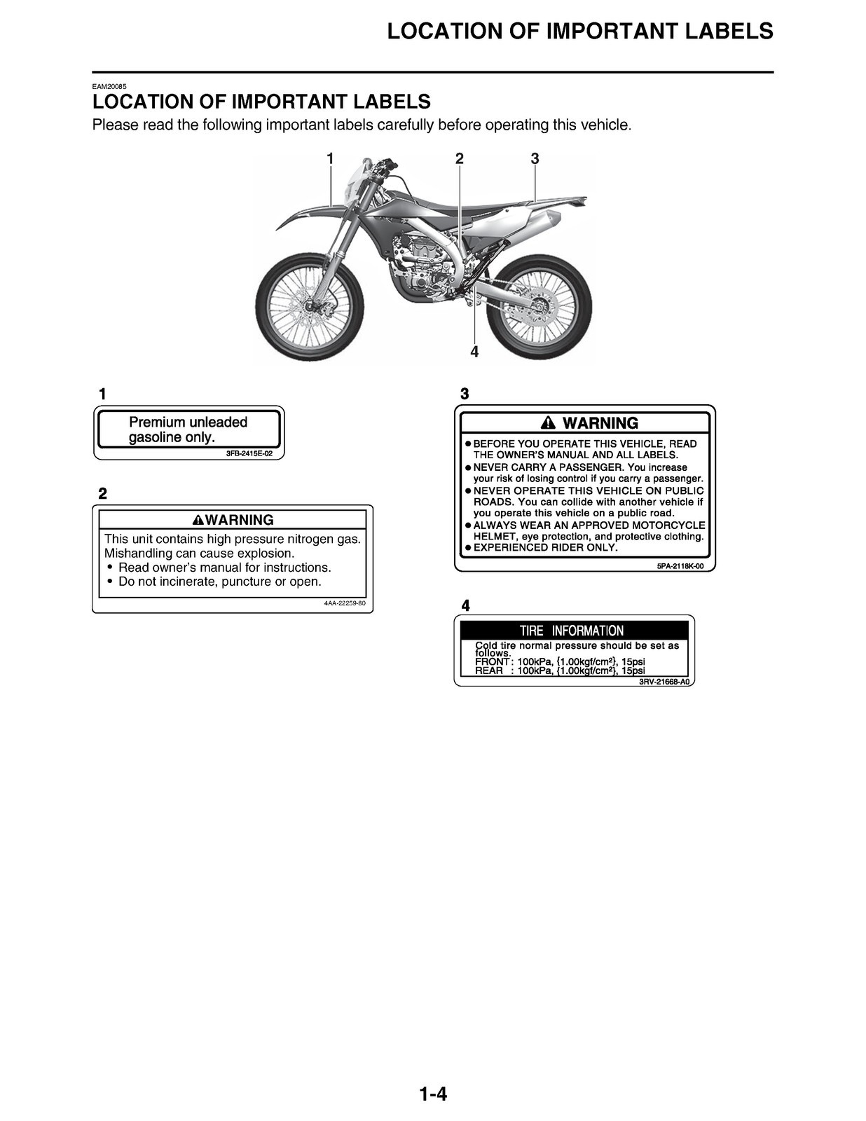 YAMAHA 2020 WR250F Service Manual – CLOSURE – JACKET – XL FOLDOUT PAGES