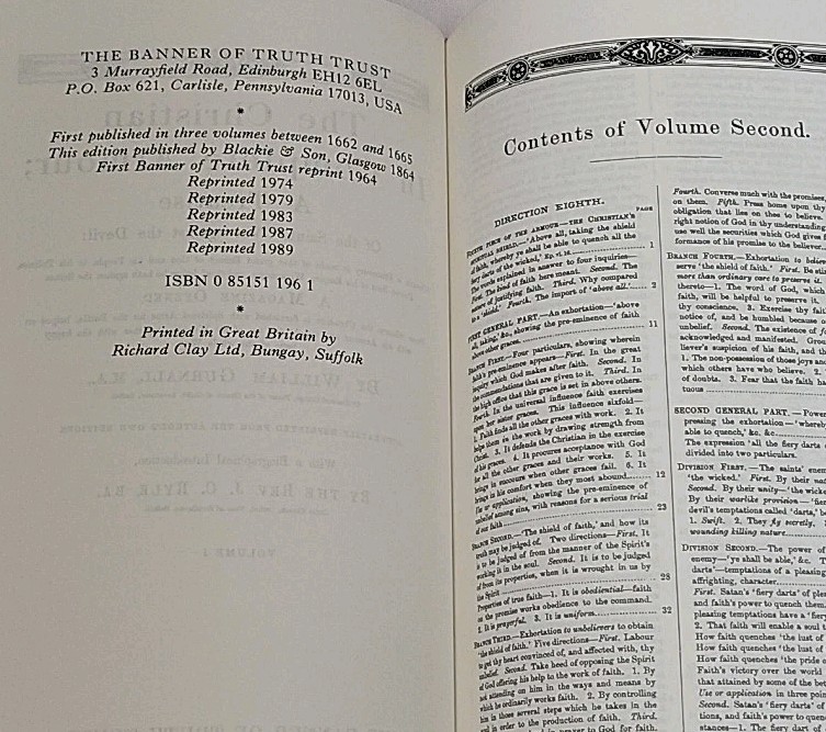 The Christian in Complete Armour By William Gurnall Banner Of Truth 1989 HC READ