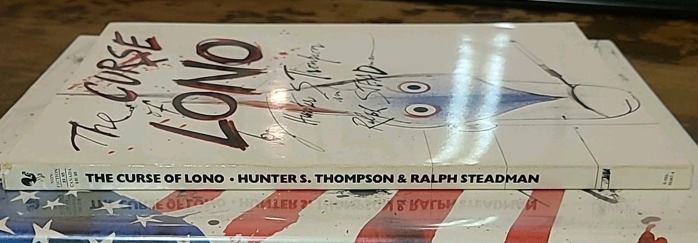 SIGNED Ralph Steadman THE CURSE OF LONO Hunter Thompson True 1st Bantam PB Book