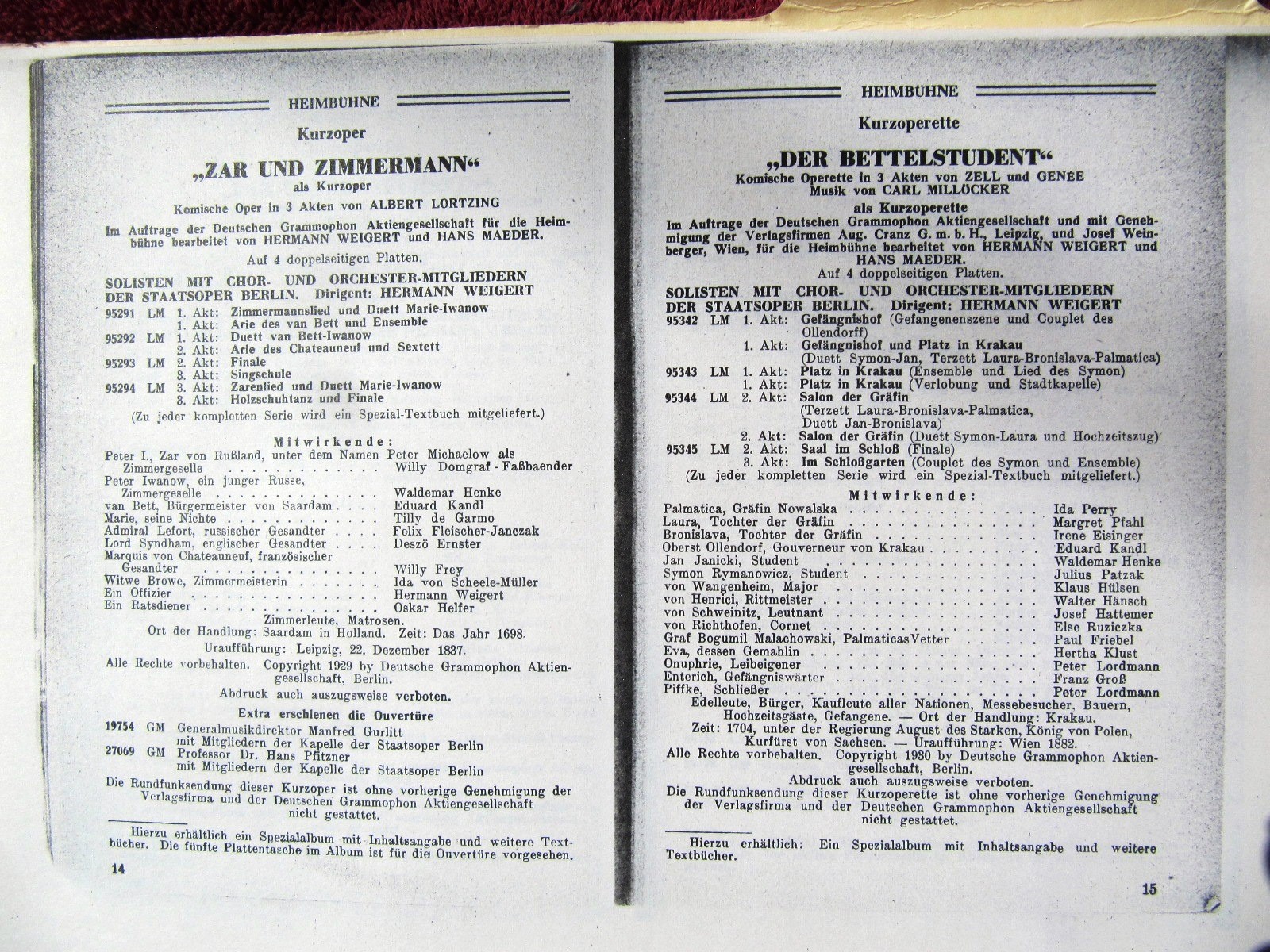1935 GERMAN POLYDOR Schallplatten HAUPTKATALOG RECORD Main Catalog Xerox Copy