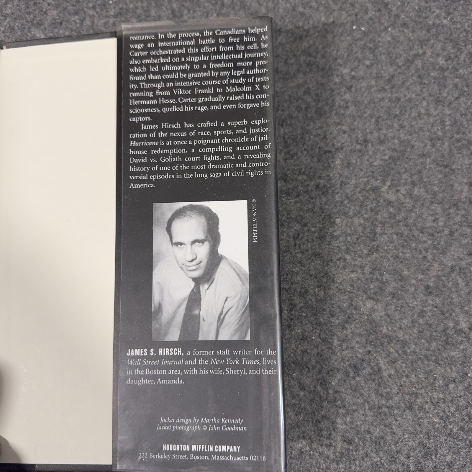 Hurricane Rubin “Hurricane” Carter SIGNED HC/DJ James S. Hirsch 1st Edition