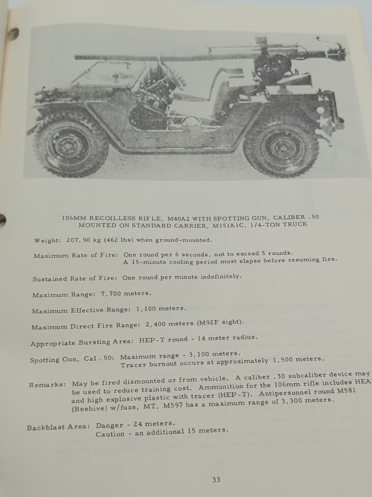 U.S. Army WEAPONS HANDBOOK By USAES Engineer School Fort Benning / Belvoir 1977