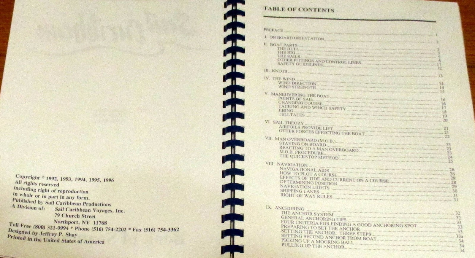 1996 Sail Caribbean “Book of Seamanship” Spiral Bound 132 Pages NICE!!!!!