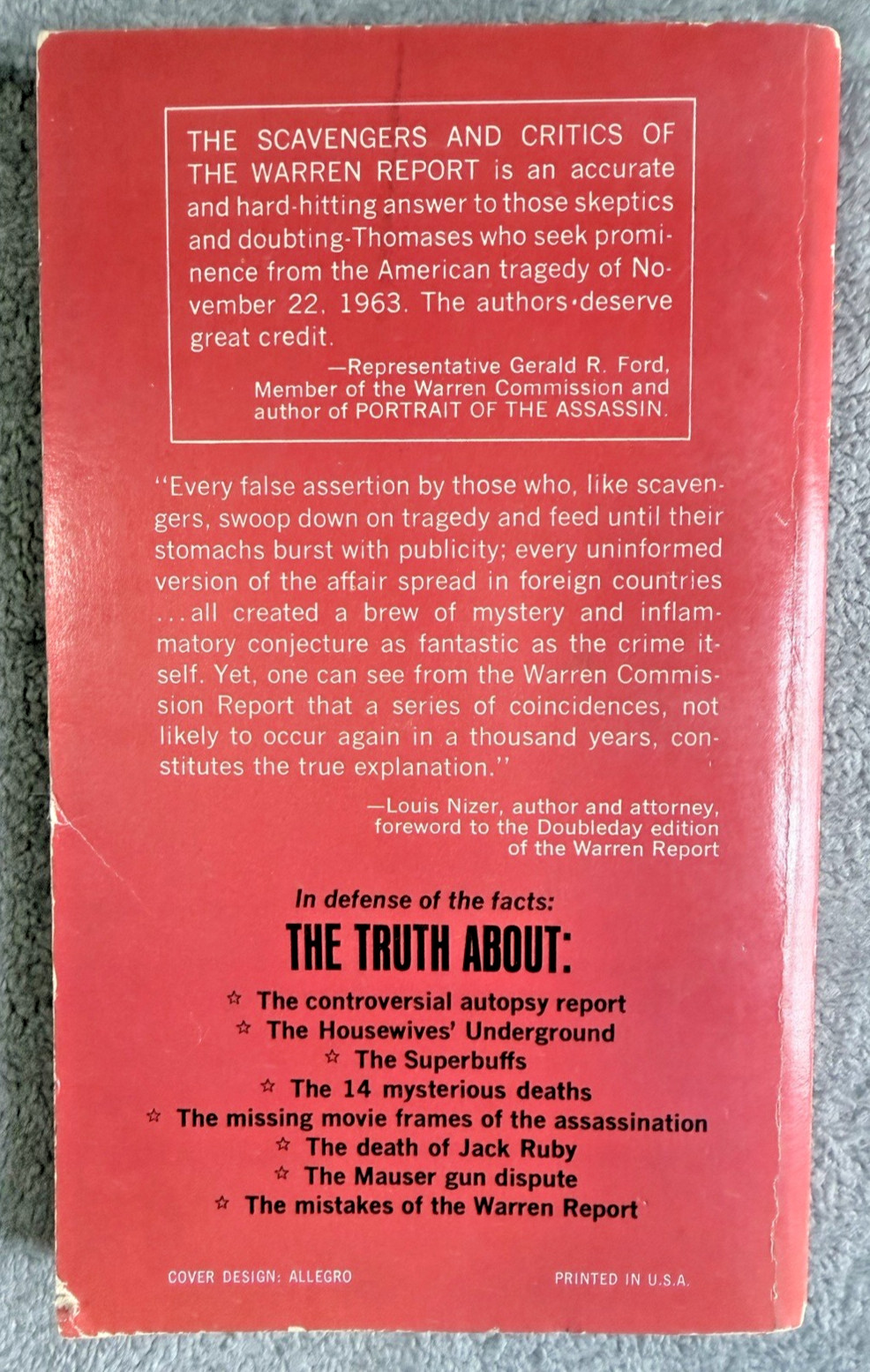 Scavengers & Critics Warren Report 1967 Dell PB JFK 1st Ed Good