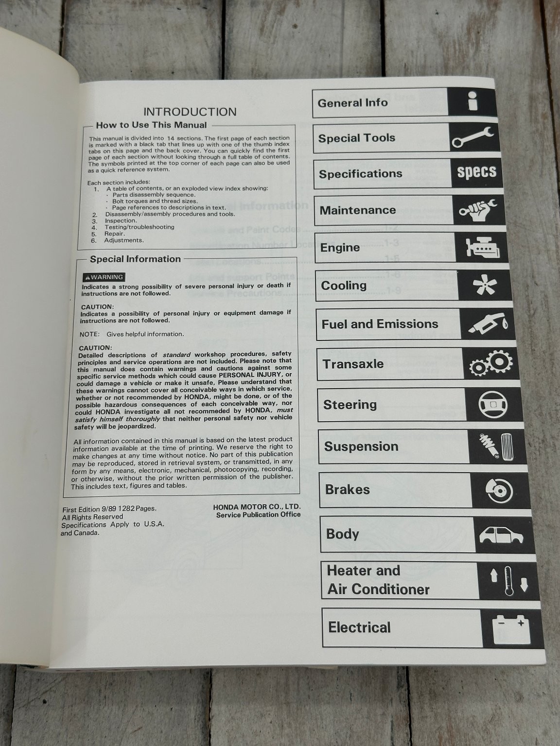 1990 Honda Civic Wagon Service Manual First Edition Repair Guide HONDA