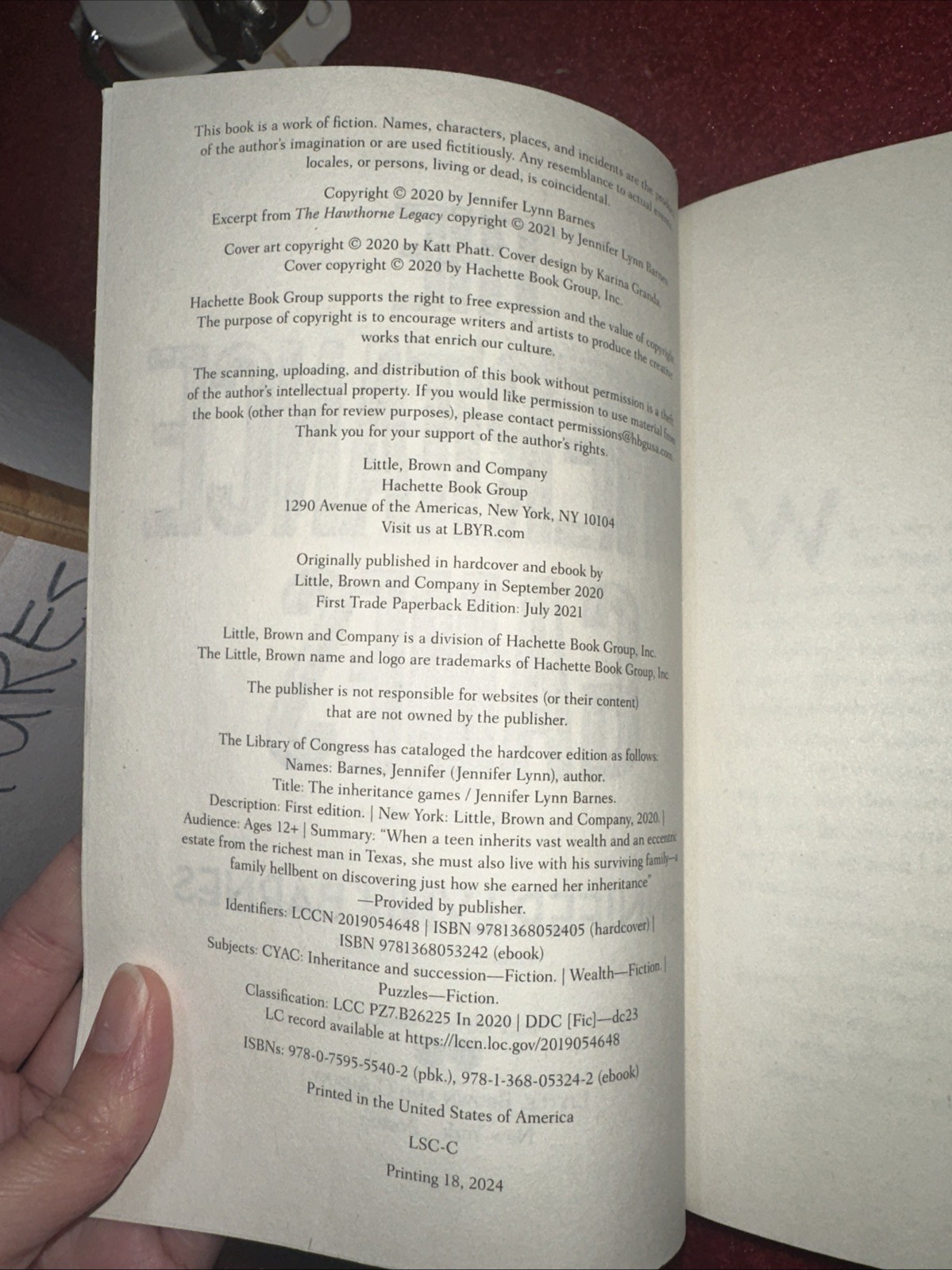 The Inheritance Games Jennifer Lynn Barnes Paperback Edition
