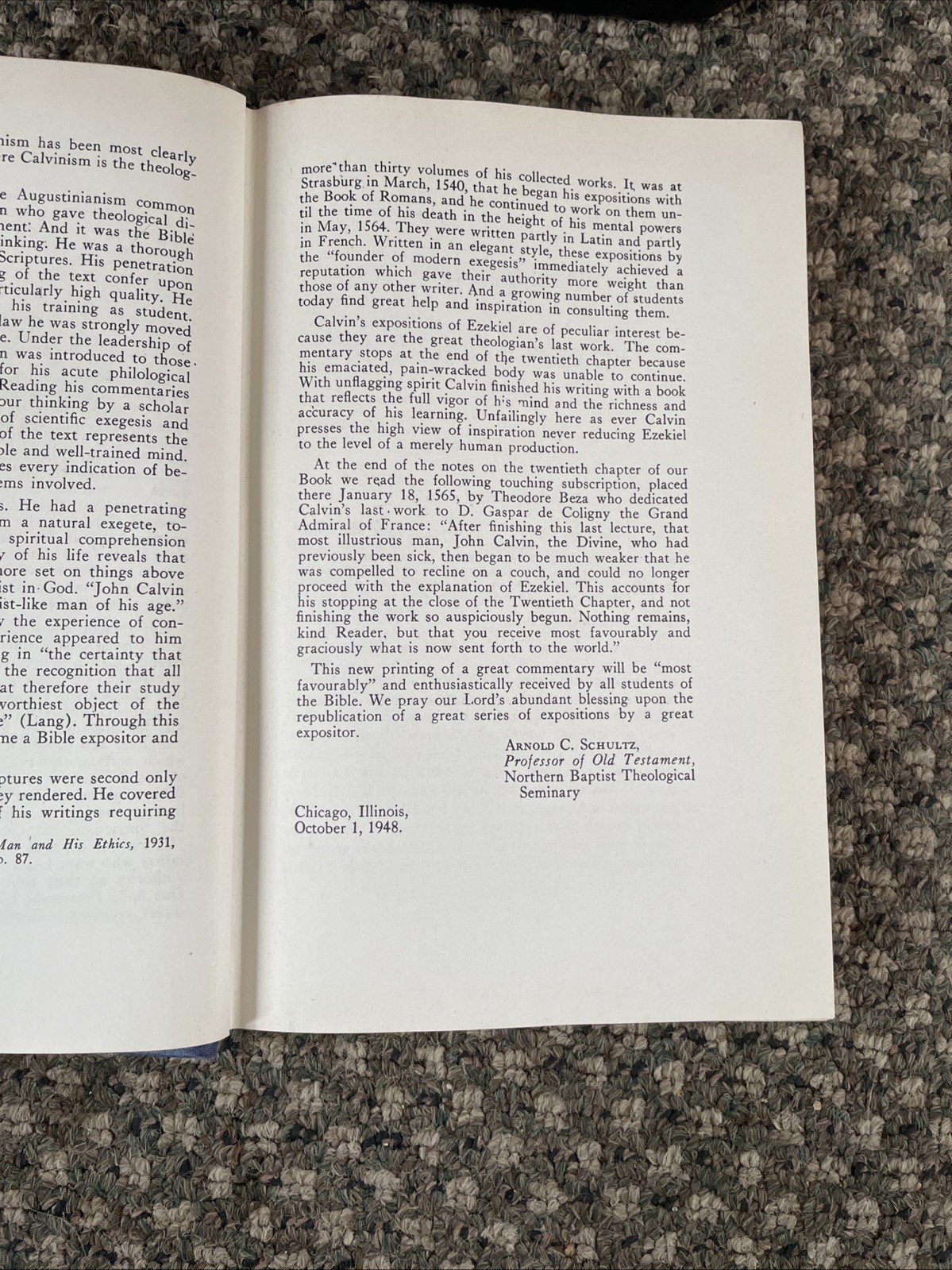Calvin’s Commentary on Ezekiel 2 Volume Set Eerdmans 1948 Hardback