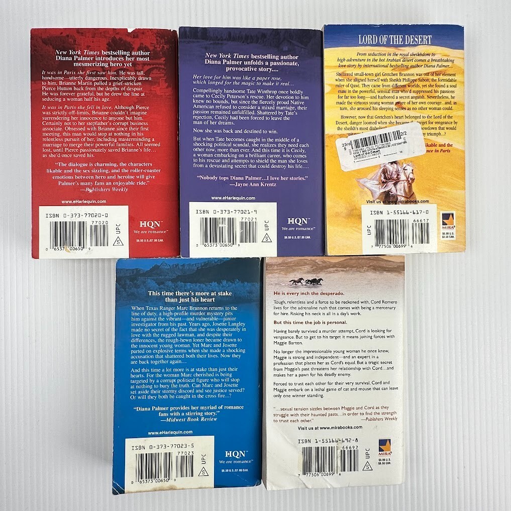 5x Diana Palmer Paperback Books – Hutton & Co. Series – Romance Western