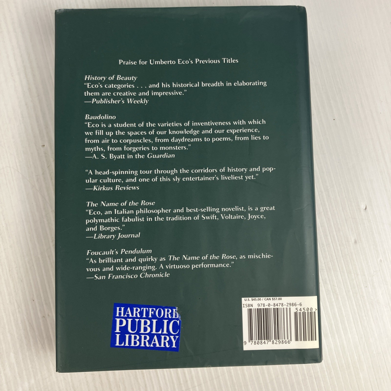 On Ugliness by Umberto Eco 2007 Hardcover DJ