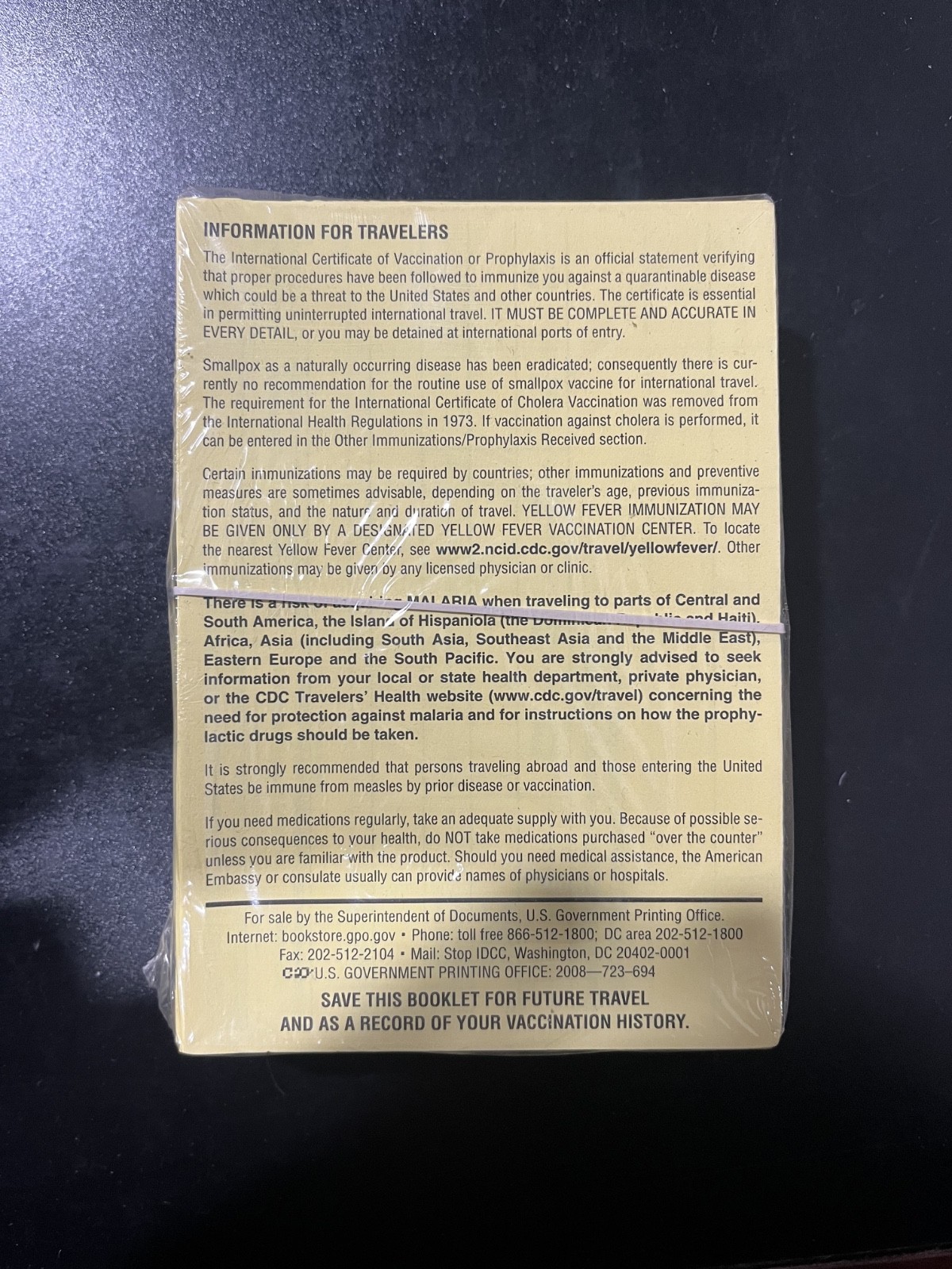 International Certificate of Vaccination Prophyaxis as Approved cards 2007 by C