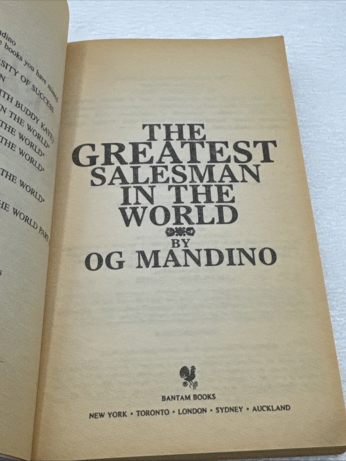 The Greatest Salesman in the World, Paperback 1985 OG Mandino 111 Pages